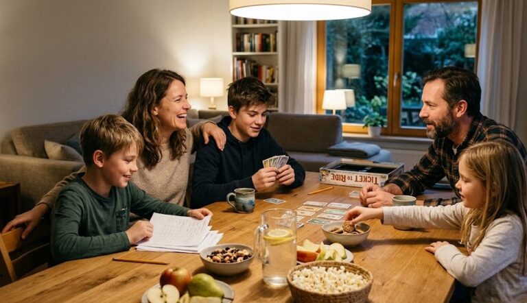 Familienabend ohne Bildschirm: 10 Ideen für echte Auszeiten — und was man dabei snacken kann